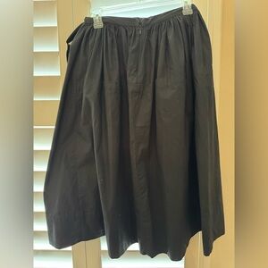 Tibi Pleated Accents Midi Length Skirt Black Size 4